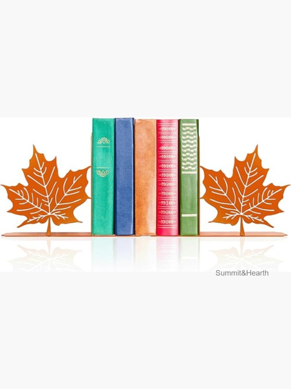 Metal Maple Leaf Bookends, Fall Decor, 8.27x1.18x5.98 Inches, Durable